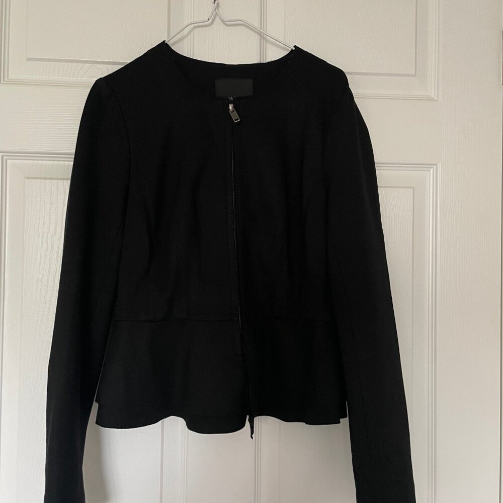 Banana Republic Women’s Peplum Collarless Zip Blazer - Black, Size 6